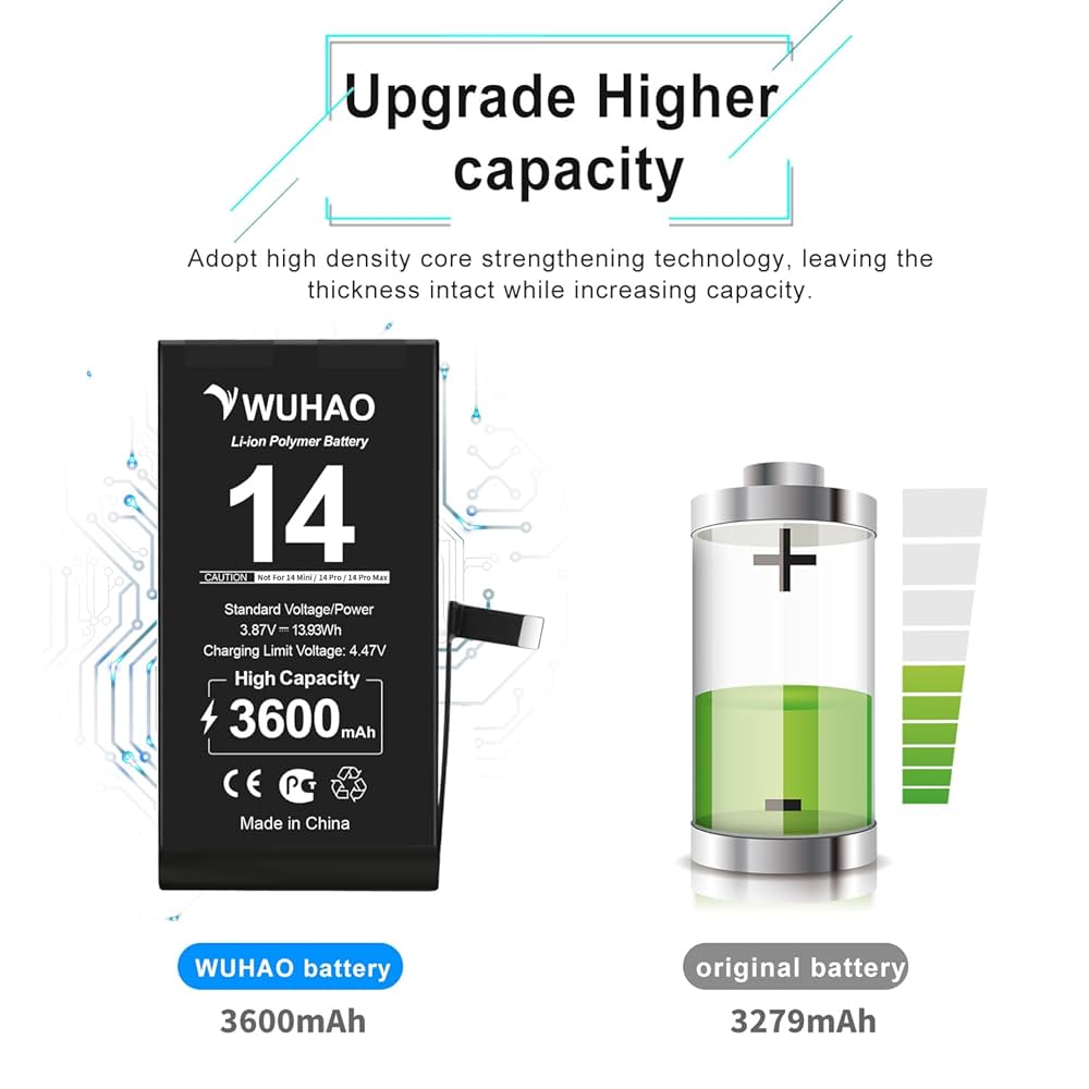 Amazon.com: WUHAO Replacement for iPhone 14 Battery,3600mAh